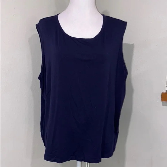Eileen Fisher Blue Relaxed Sleeveless Tank Top Jersey Scoop Neck Tank Sz 2X - Picture 1 of 7